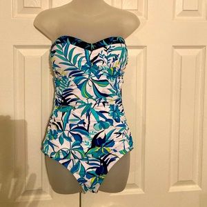 Blue/turquoise Tommy Bahama one piece bathing suit size 10.